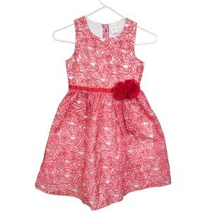 Gymboree Girls Dress Size 7 Red Floral Lace Sleeveless A-Line Style